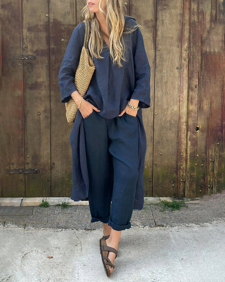Women’s Two-Piece Set | Relaxed Long Top and Loose-Fit Pants