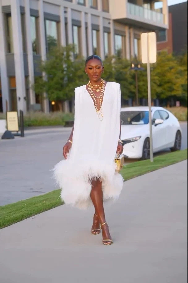Women’s Dress | Feather Design Midi