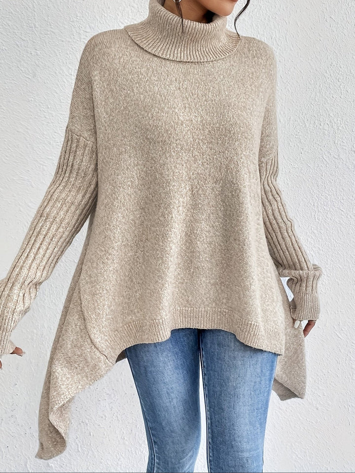 Women's Sweater | Folded Turtleneck Loose Fit