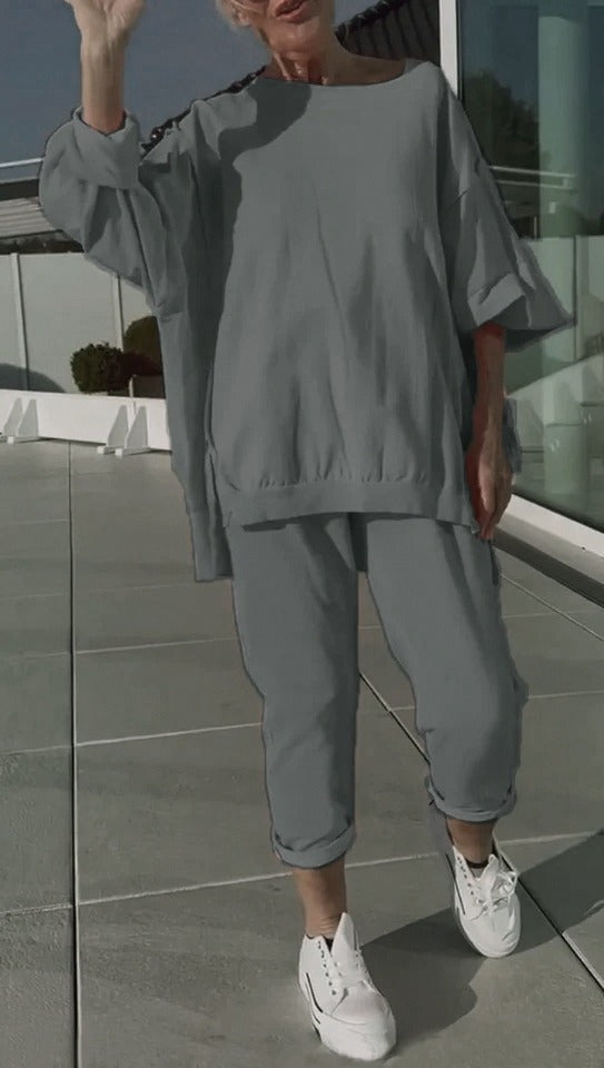 Women’s Lounge Set | Oversized Top & Tapered Pants