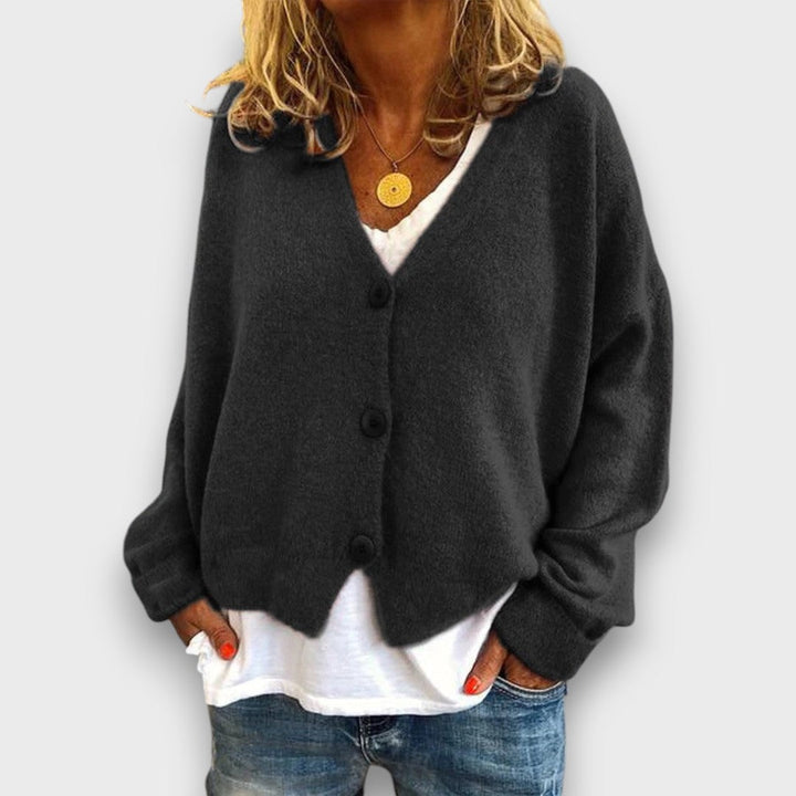 Women's long-sleeve V-neck button-front cardigan