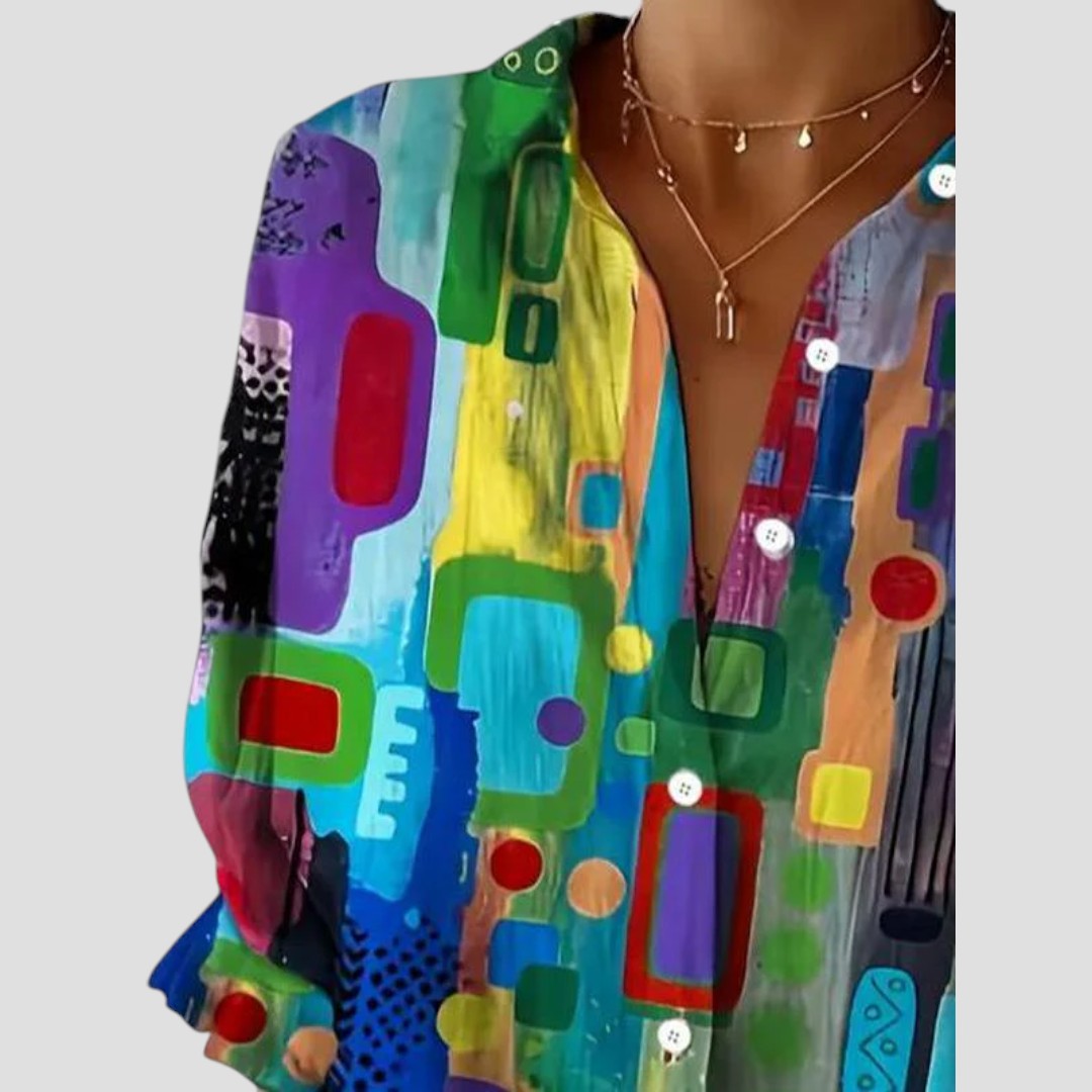 Women’s Blouse | Vibrant Geometric Pattern