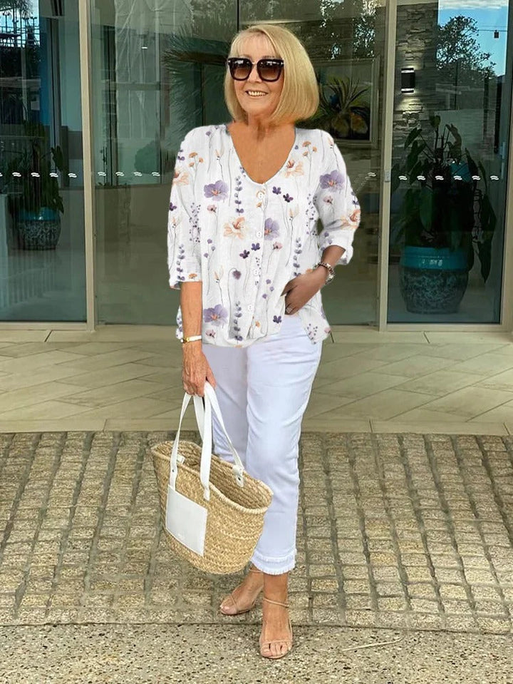 Blouse for Women | V-Neck Floral Style