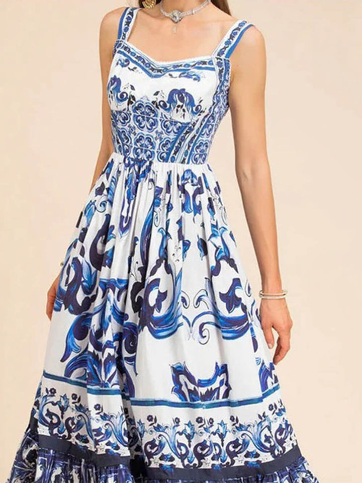 Women's Boho Maxi Dress | Tiered Square Neck