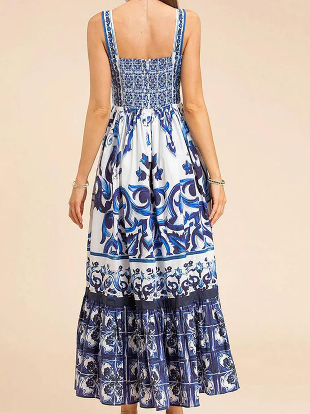 Women's Boho Maxi Dress | Tiered Square Neck