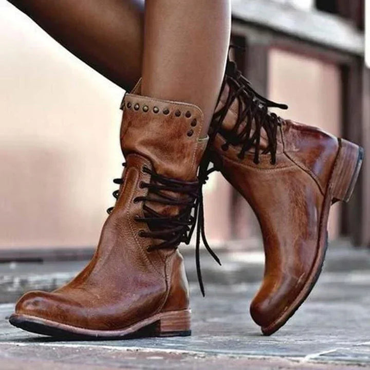 Boots for Women | Lace Up Ankle Low Heel