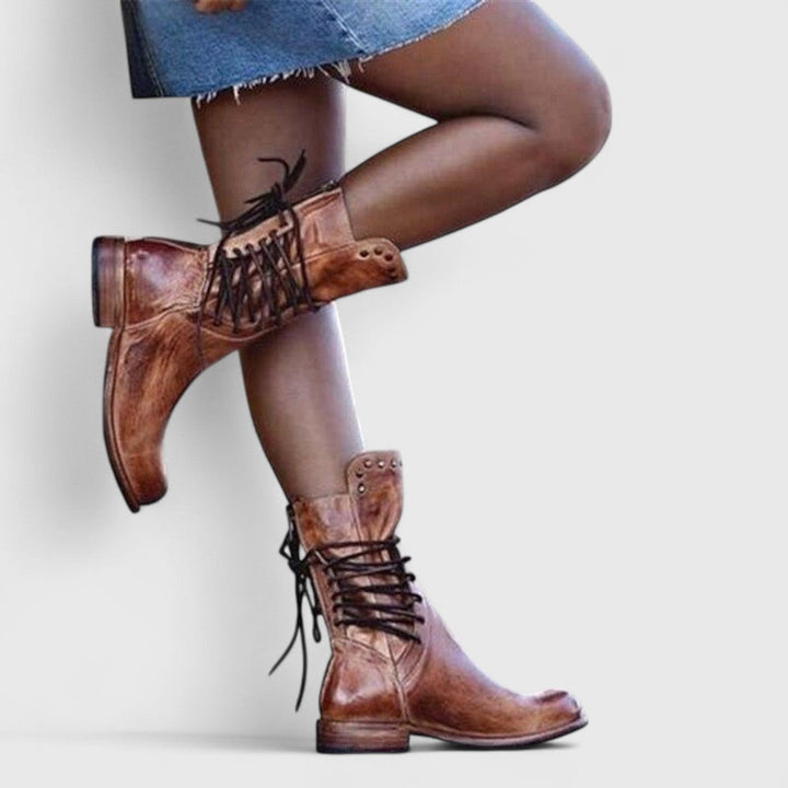 Women’s Boots | Lace-Up Mid-Calf with Stud