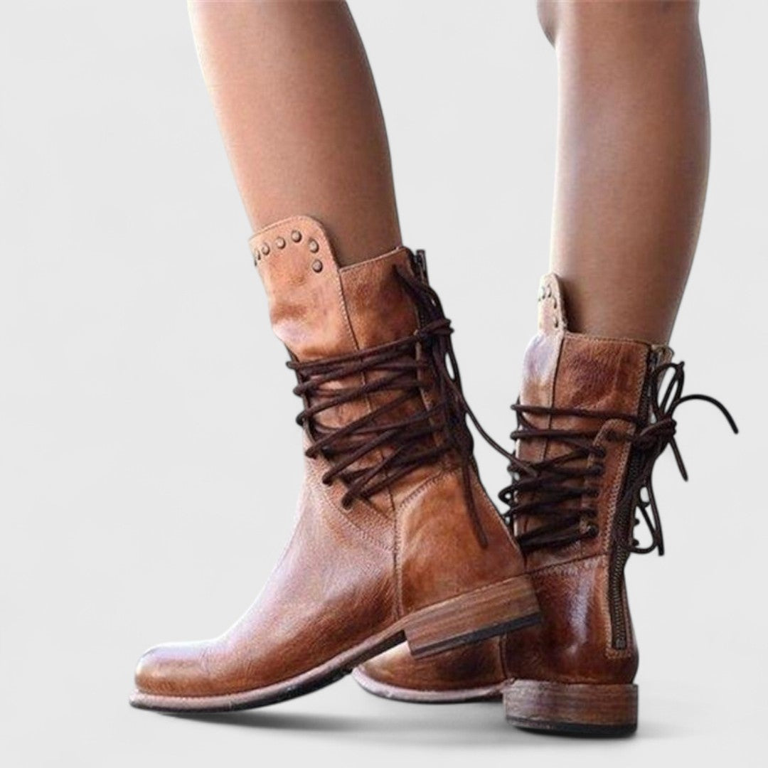 Women’s Boots | Lace-Up Mid-Calf with Stud