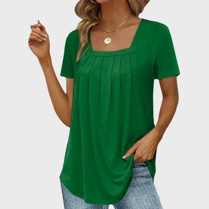 Women’s Blouse | Pleated Square Neckline