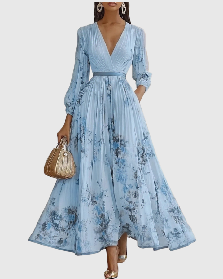 Women's Wedding Guest Midi Dress | Pleat V-Neck