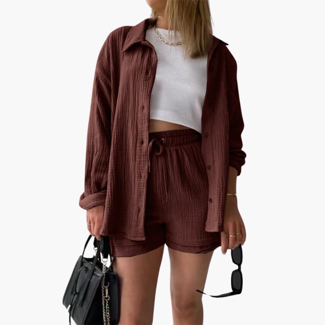 Women’s Outfit Set | Button Crop Shorts