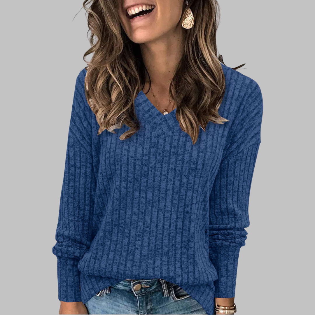 Women's oversized knit jumper with vertical rib texture