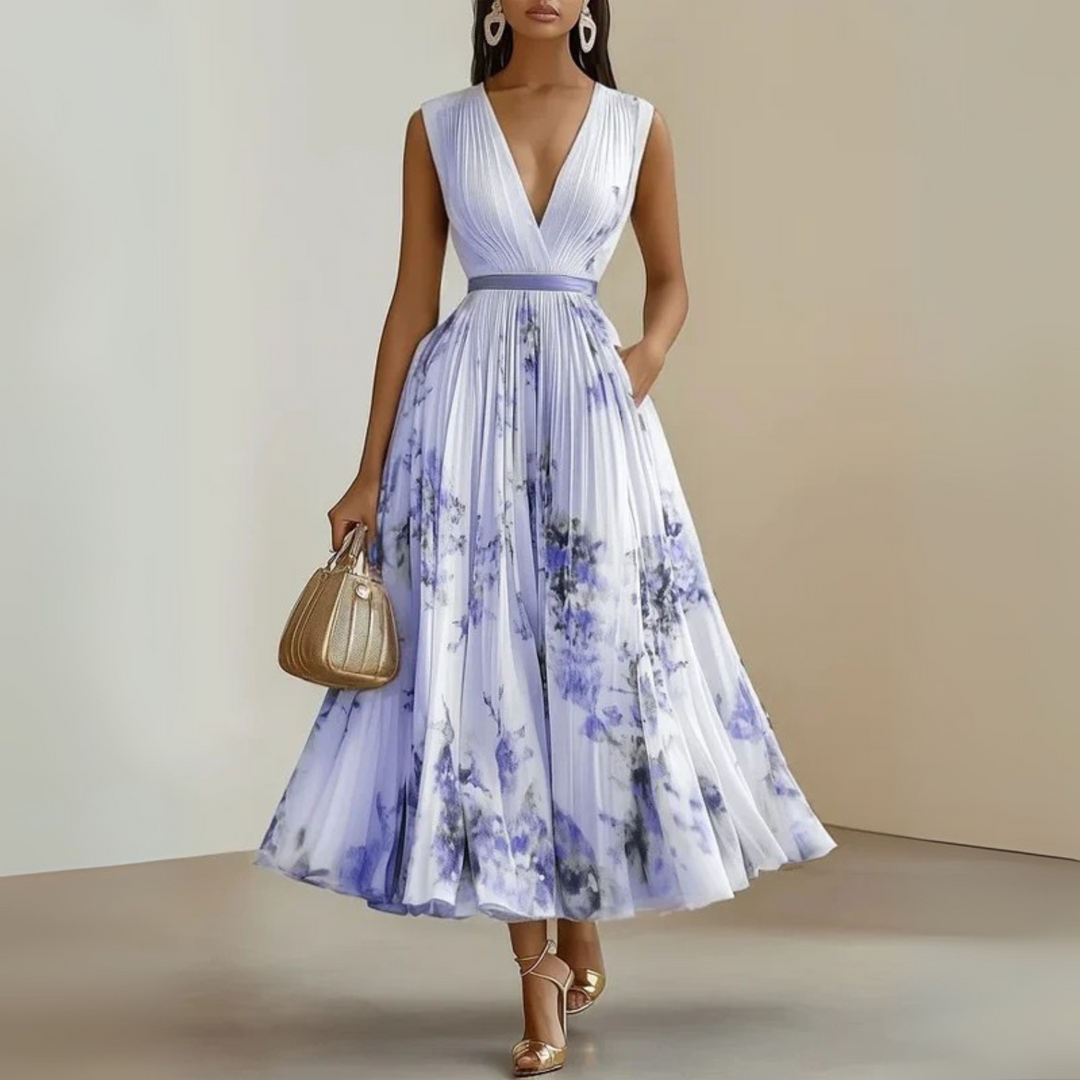 Summer Dress For Women | Midi V-Neck Floral Fit