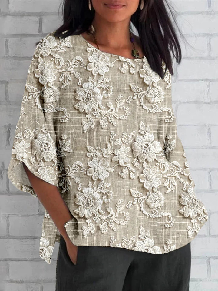Women's Blouse | Vintage Embroidery Floral