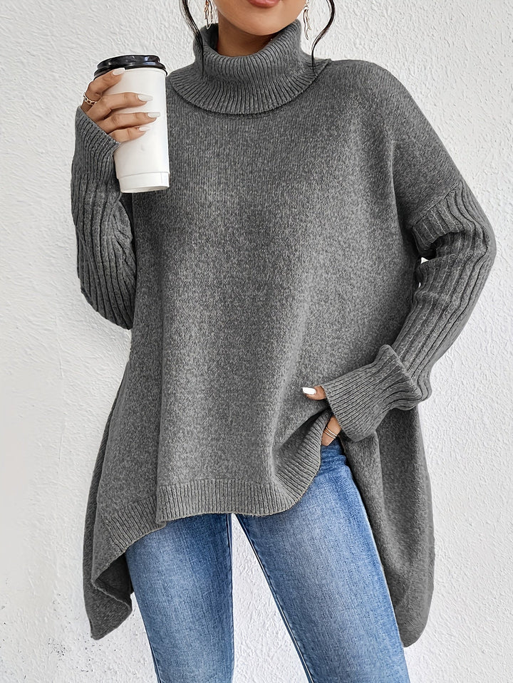 Women's Sweater | Folded Turtleneck Loose Fit