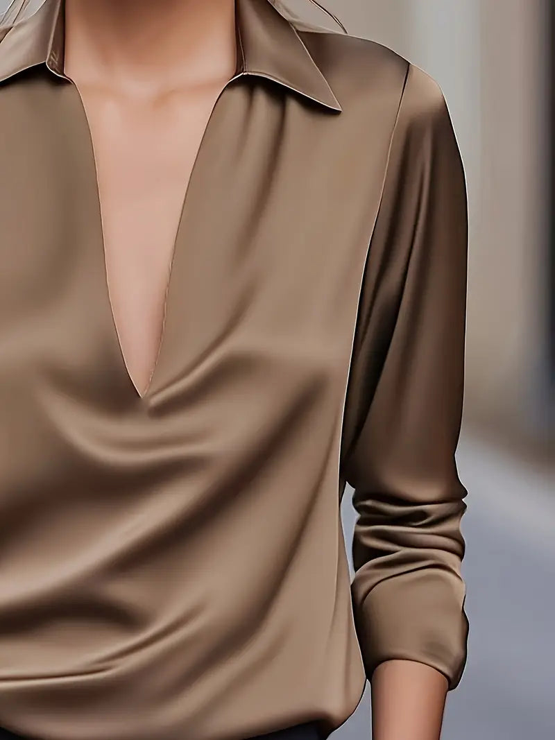 Blouse For Women | Draped Neck Long Sleeve