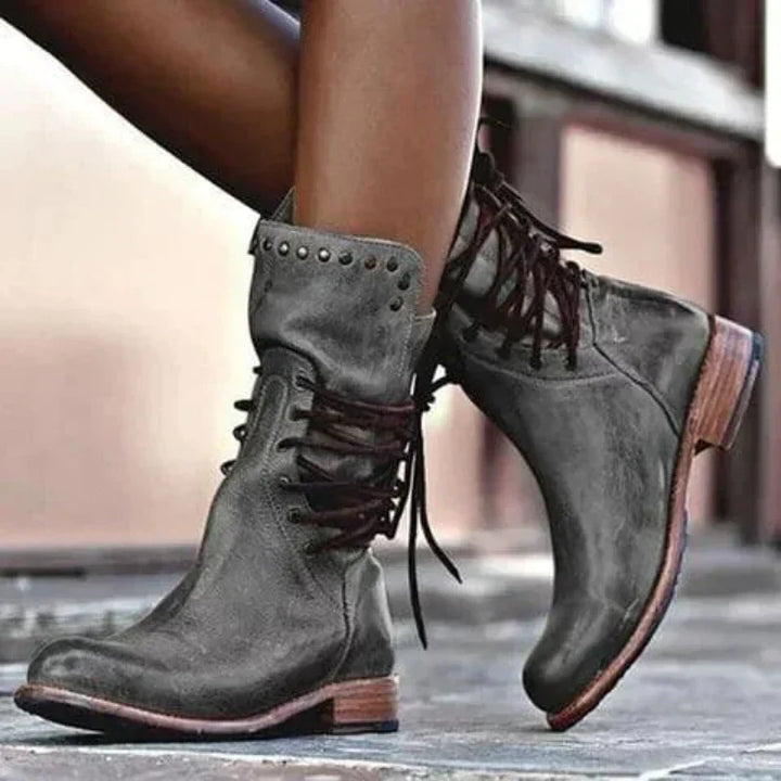 Boots for Women | Lace Up Ankle Low Heel