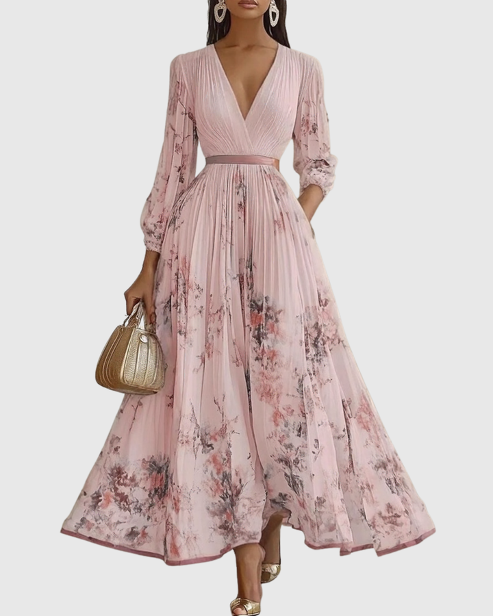 Women's Wedding Guest Midi Dress | Pleat V-Neck