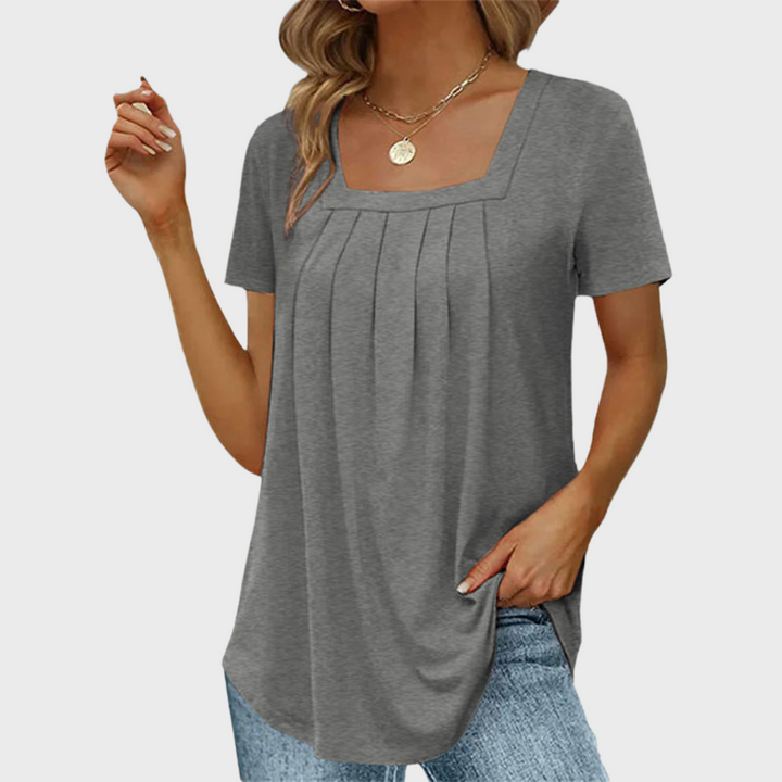 Women’s Blouse | Pleated Square Neckline