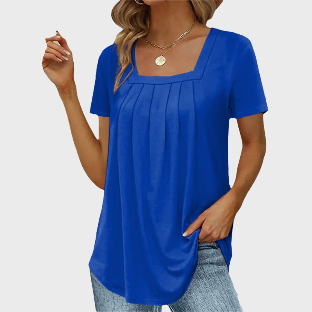 Women’s Blouse | Pleated Square Neckline