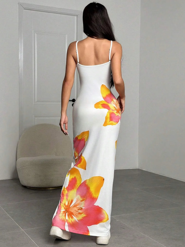 Women's Floral Maxi Dress | Spaghetti Strap Style
