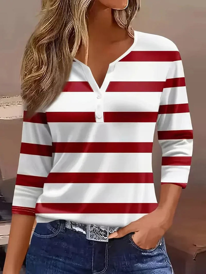 Top For Women | Striped Henley Style