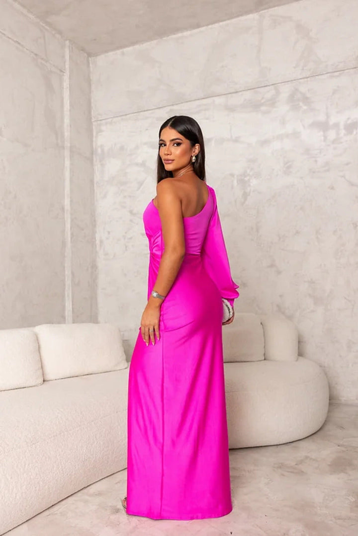 Women's Dress | One-Shoulder Maxi with High Slit