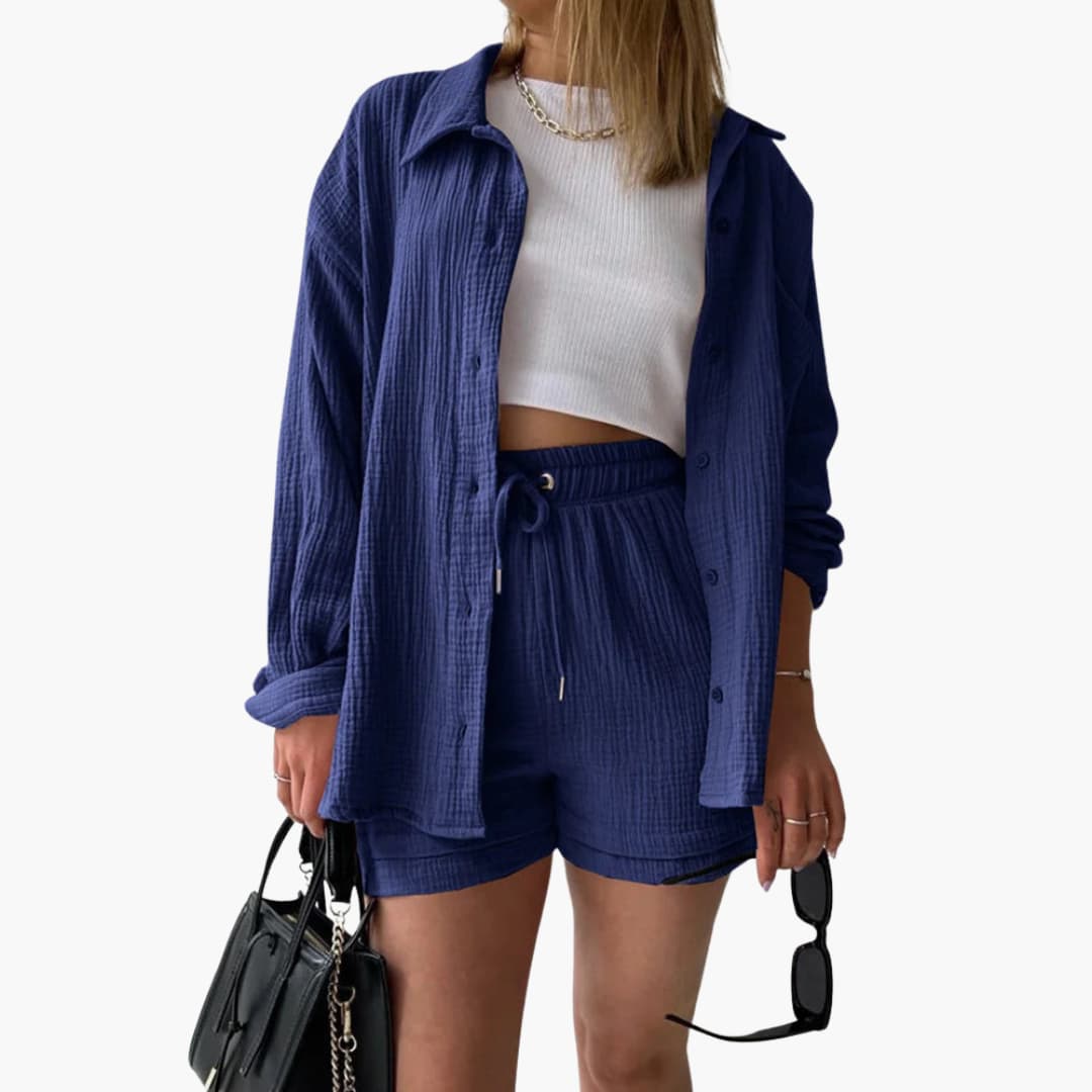 Women’s Outfit Set | Button Crop Shorts