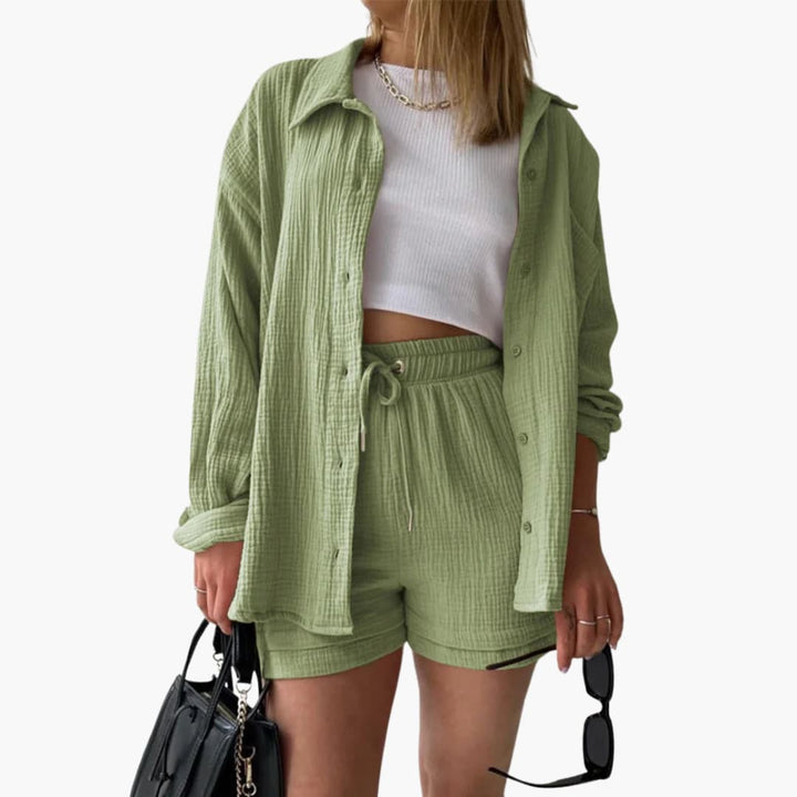 Women’s Outfit Set | Button Crop Shorts