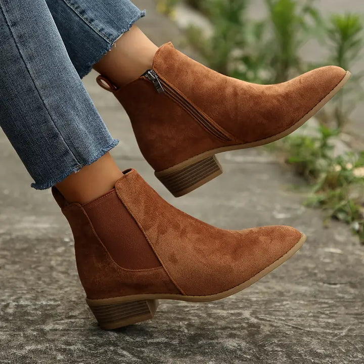 Boots For Women | Low Heel Pointed Ankle Style