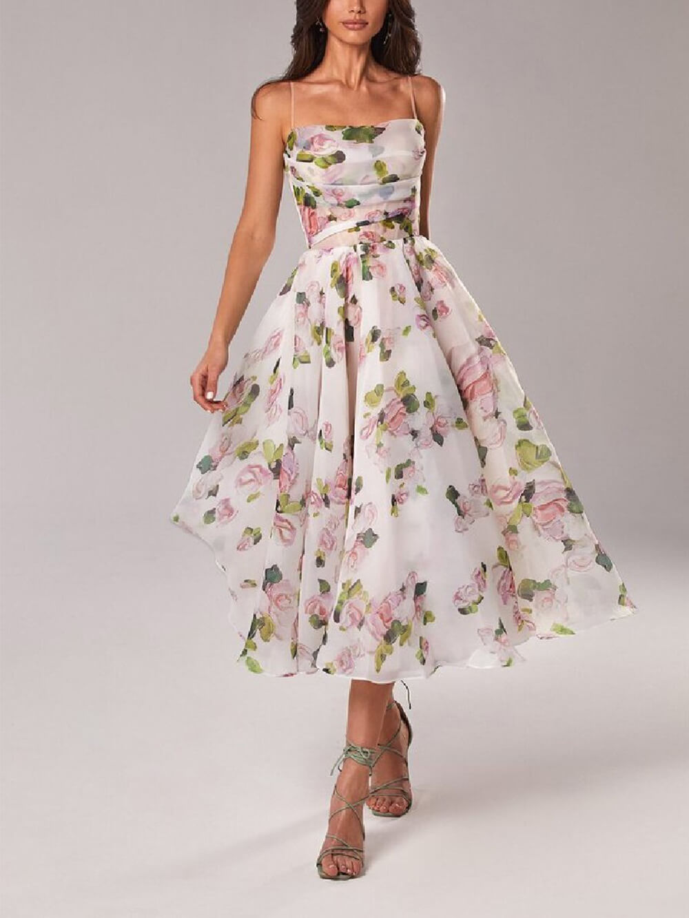 Women's Boho Midi Dress | A-Line Spaghetti Strap