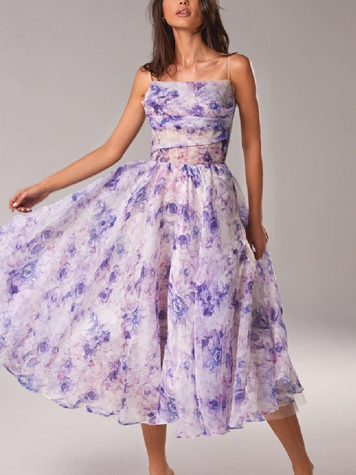 Women's Boho Midi Dress | A-Line Spaghetti Strap