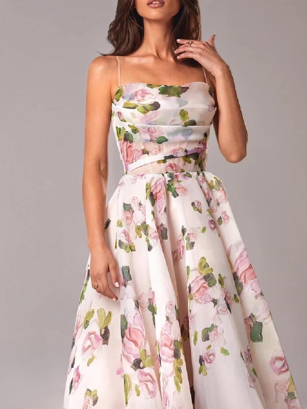 Women's Boho Midi Dress | A-Line Spaghetti Strap