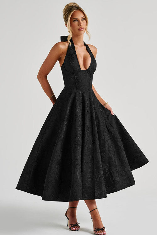 Women’s Midi Dress | Flared Halter Neck Structured Fit