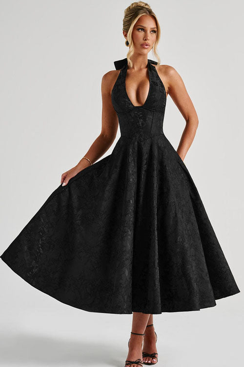 Women’s Midi Dress | Flared Halter Neck Structured Fit