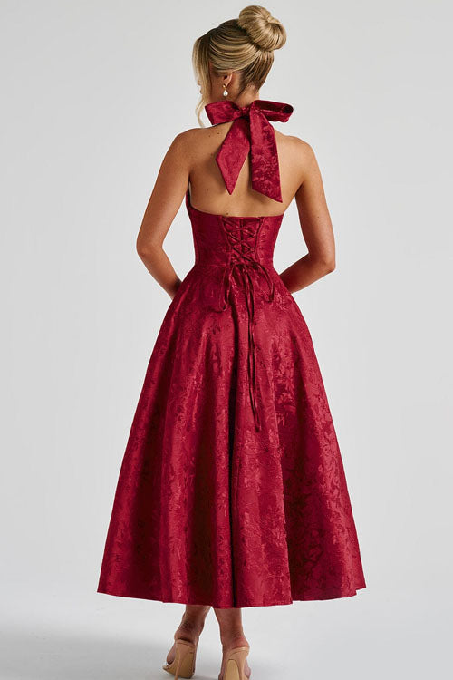 Women’s Midi Dress | Flared Halter Neck Structured Fit