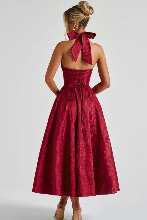 Women’s Midi Dress | Flared Halter Neck Structured Fit