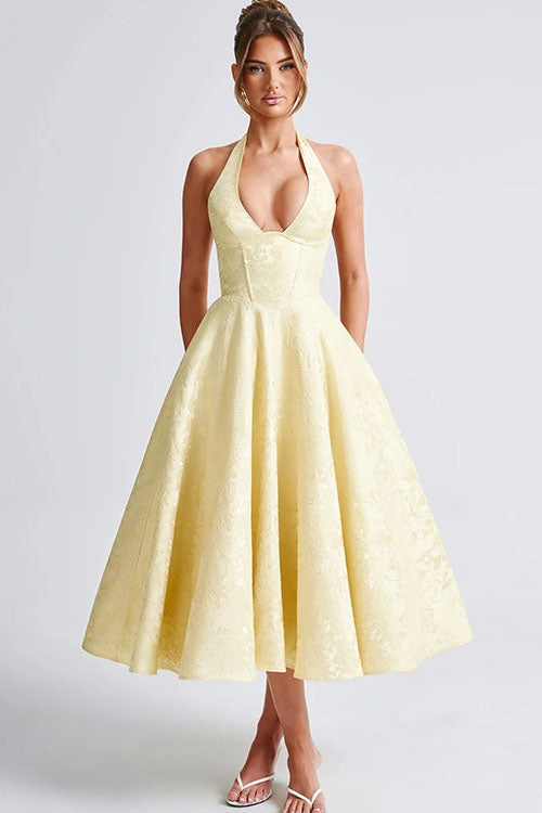 Women’s Midi Dress | Flared Halter Neck Structured Fit