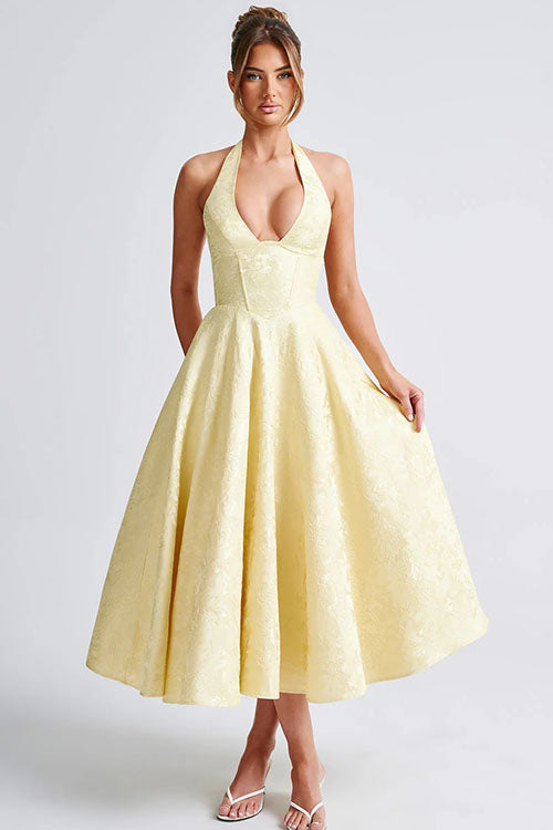 Women’s Midi Dress | Flared Halter Neck Structured Fit