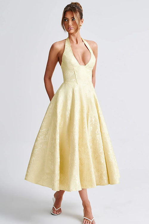 Women’s Midi Dress | Flared Halter Neck Structured Fit