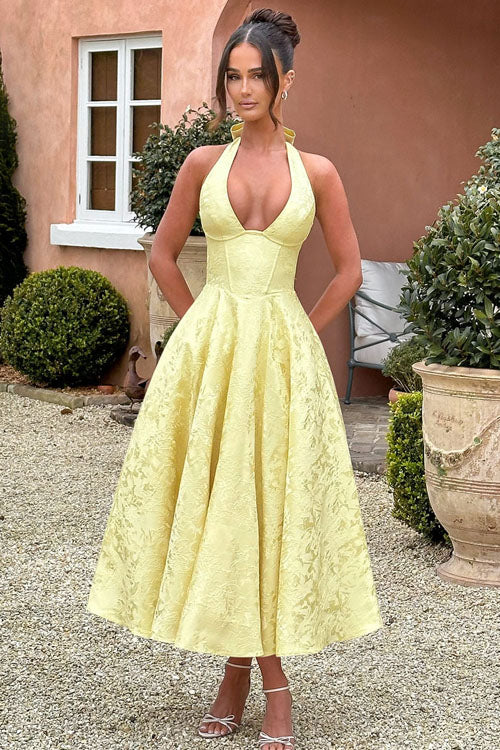 Women’s Midi Dress | Flared Halter Neck Structured Fit