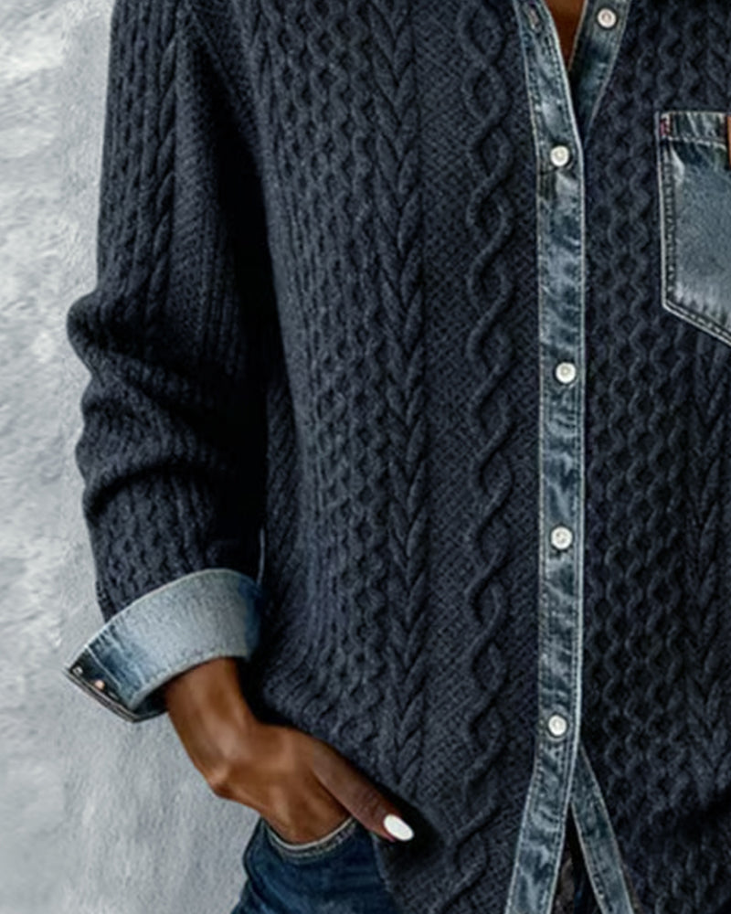 Women’s Blouse | Cable-Knit Long-Sleeve