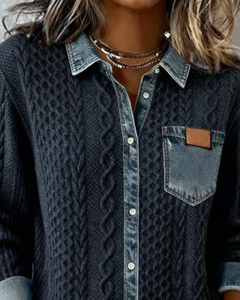 Women’s Blouse | Cable-Knit Long-Sleeve
