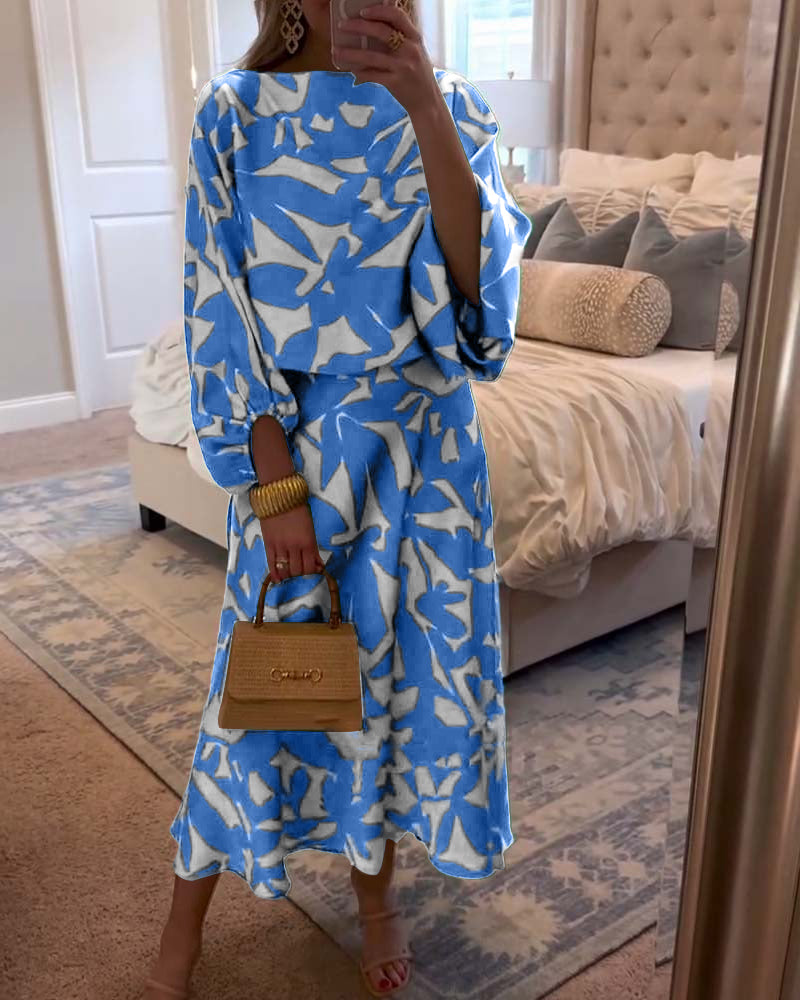 Women’s Coordinated Set | Long Sleeve Top & Midi Skirt