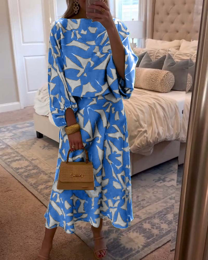 Women’s Coordinated Set | Long Sleeve Top & Midi Skirt