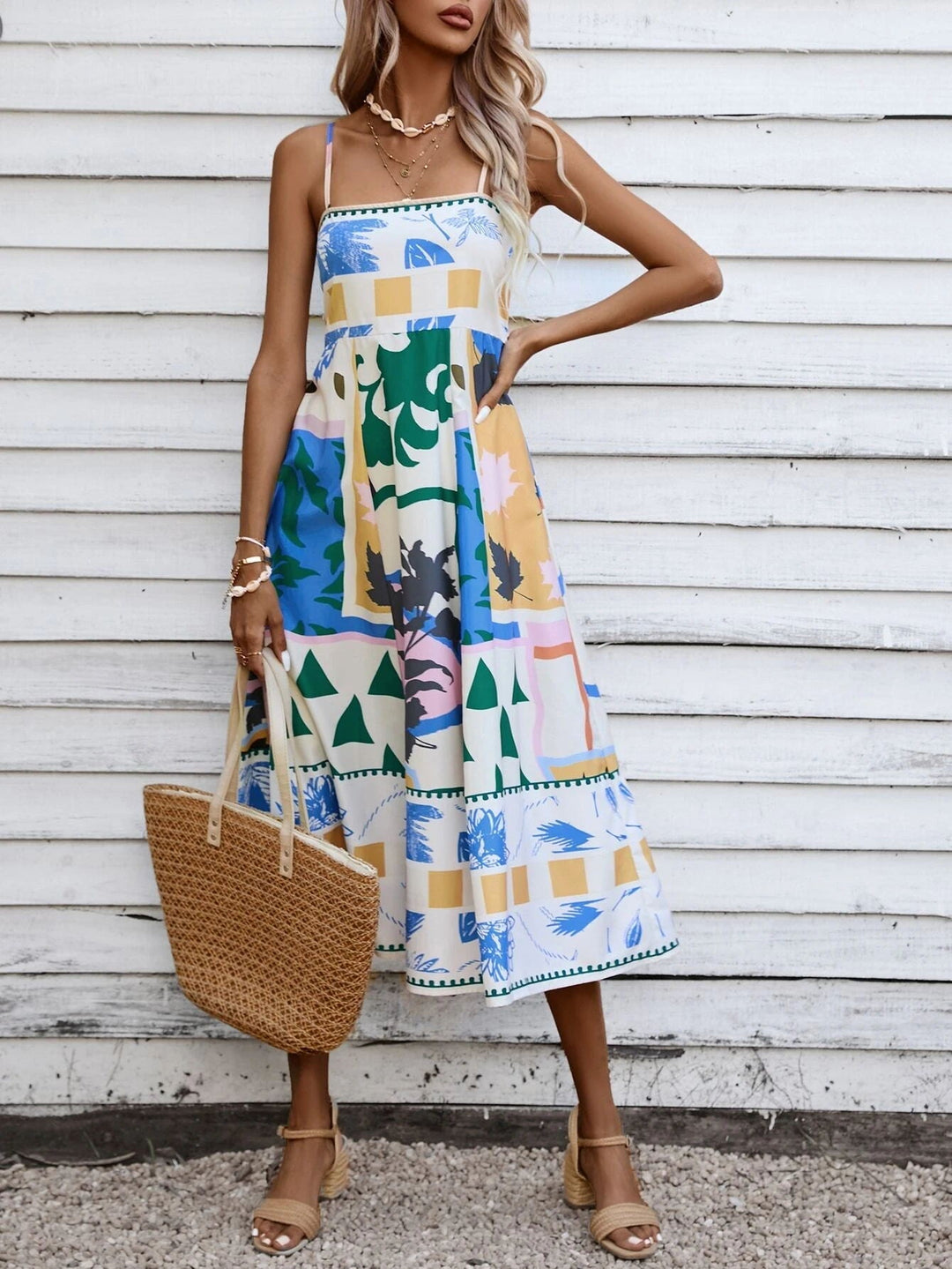 Women's Boho Midi Dress | Squareneck