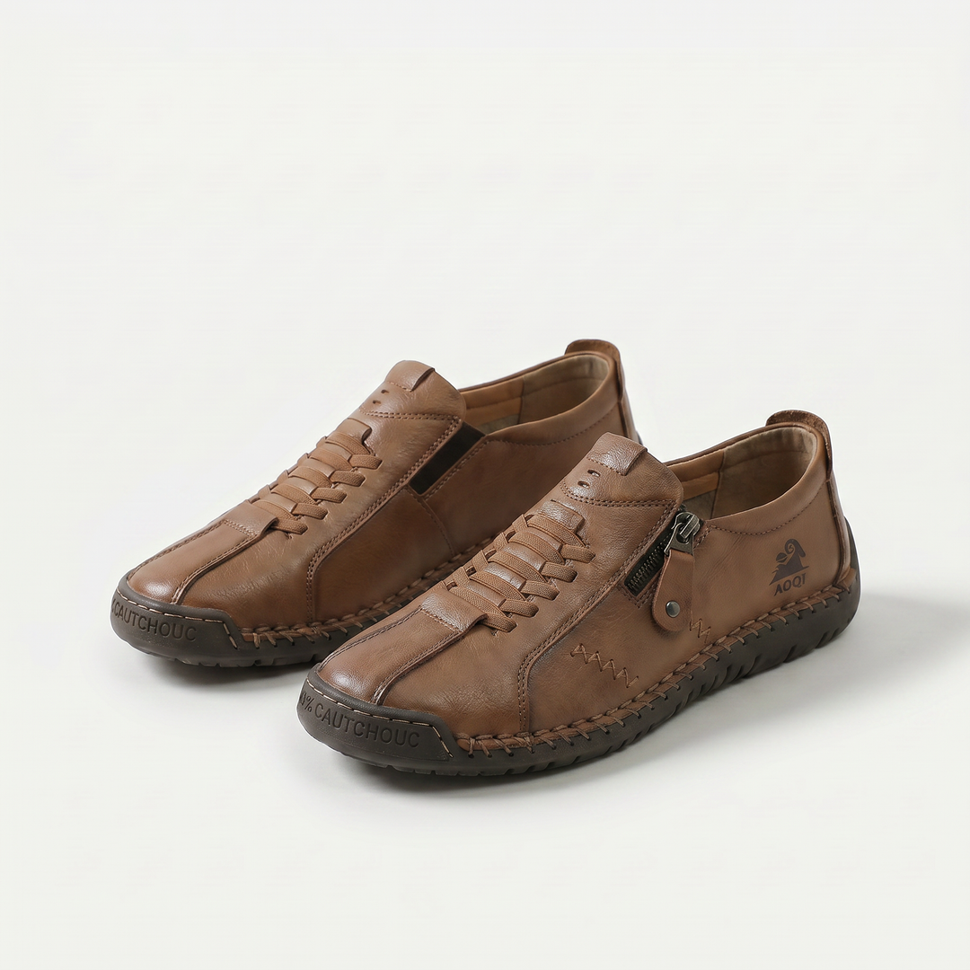 Women's low-profile lace-up sneakers with side zipper and flat sole