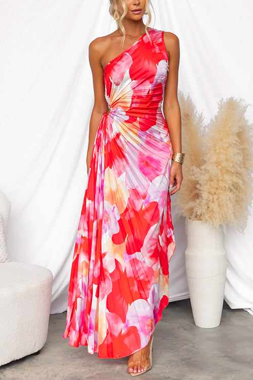 Women's Wedding Guest Maxi Dress | Floral Pleated