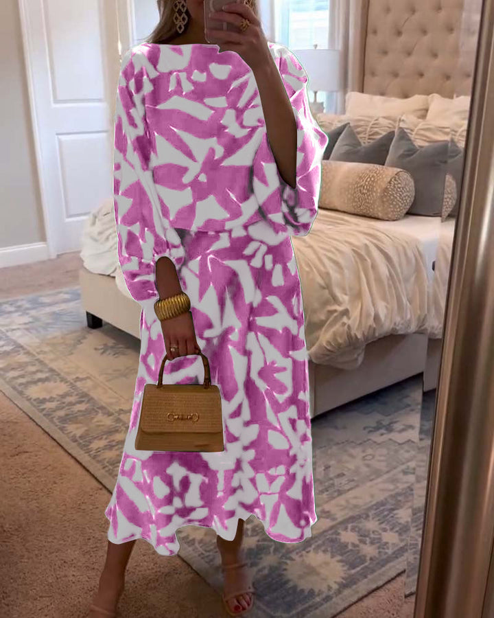 Women’s Coordinated Set | Long Sleeve Top & Midi Skirt