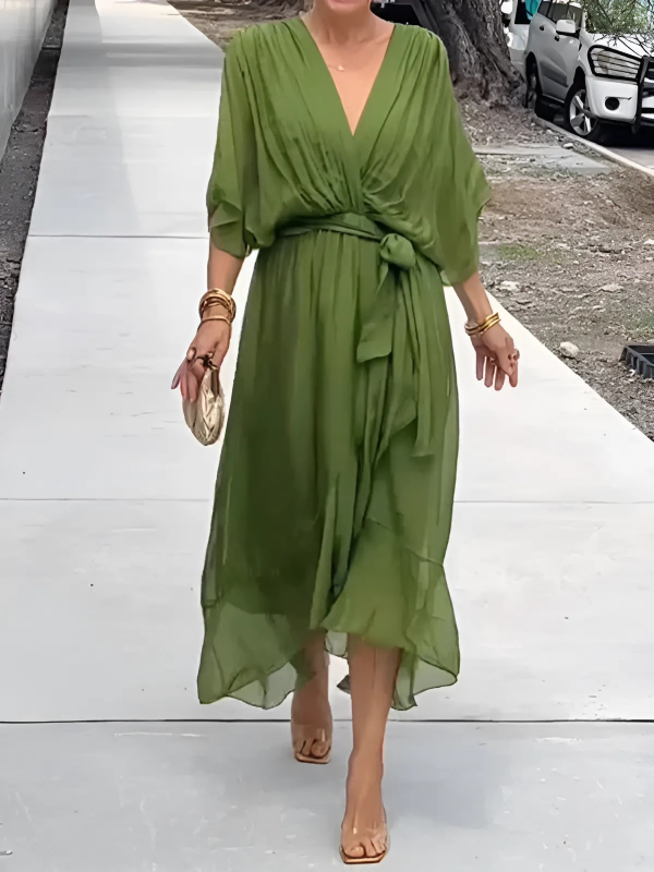 Dress For Women | Wrap Midi V-Neck
